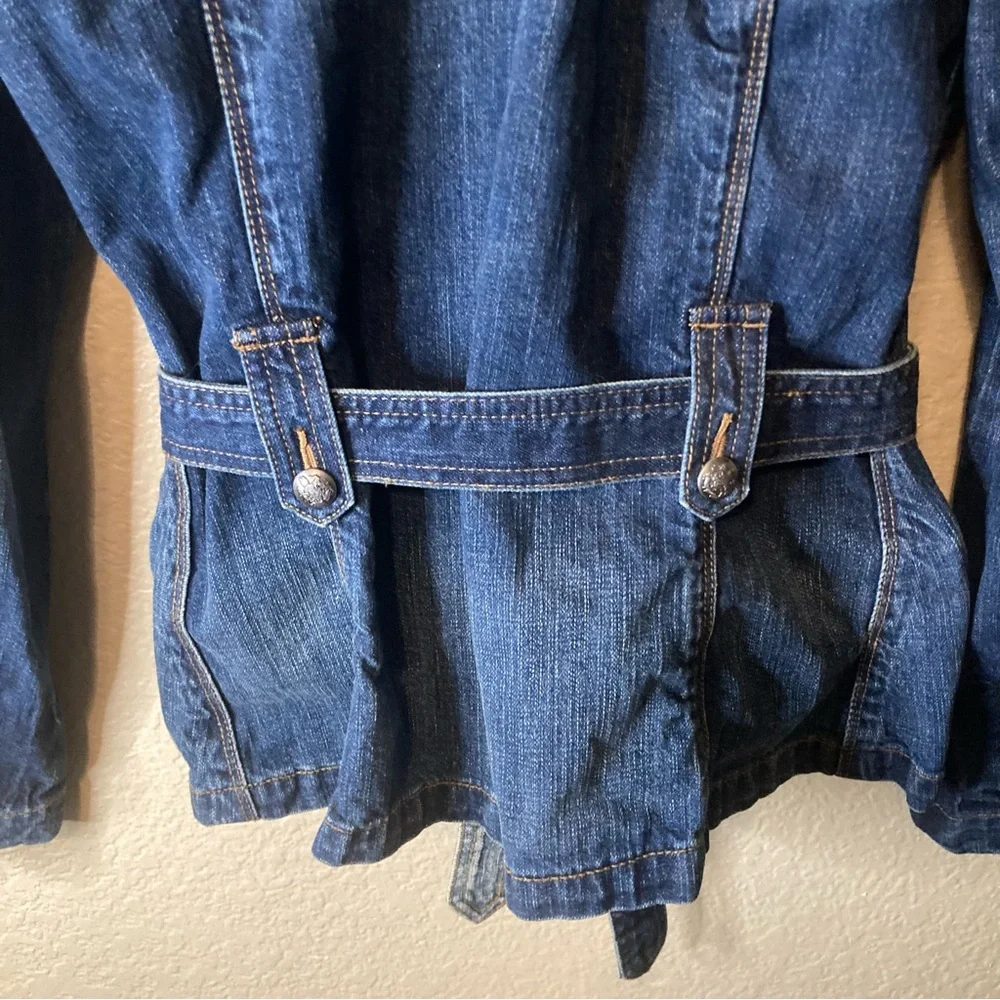 Lauren Ralph Lauren VTGE‎ Y2K Size Medium Denim Belted Blazer Jacket Button - Picture 12 of 15
